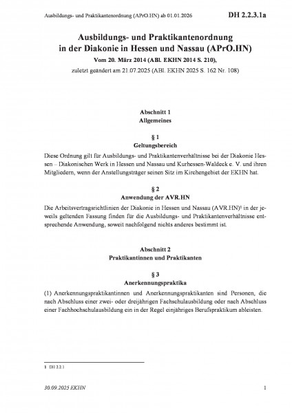 DH 2.2.3.1a Ausbildungs- und Praktikantenordnung (APrO.HN) ab 01.01.2026