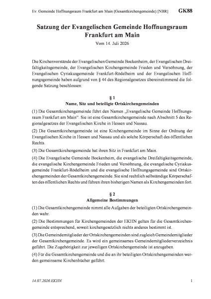GK88 Ev. Gemeinde Hoffnungsraum Frankfurt am Main (Gesamtkirchengemeinde) [NBR]