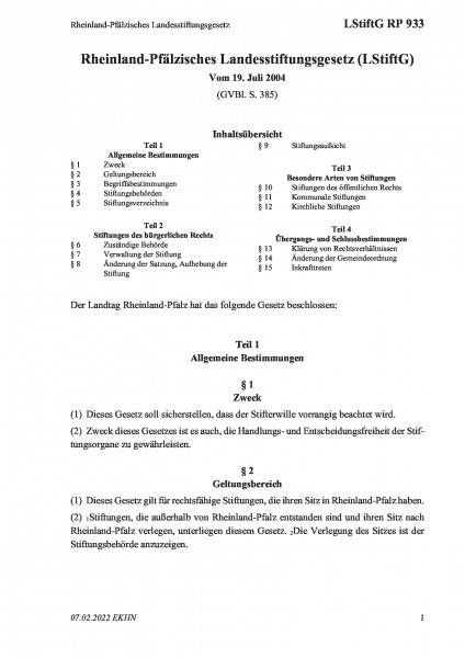 933 Rheinland-Pfälzisches Landesstiftungsgesetz