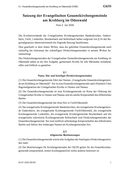 GK93 Ev. Gesamtkirchengemeinde am Krehberg im Odenwald [NBR]