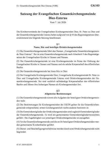GK103 Ev. Gesamtkirchengemeinde Diez-Esterau [NBR]