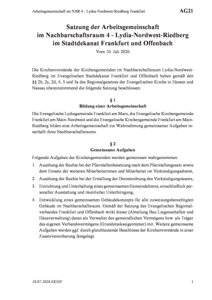 AG21 Arbeitsgemeinschaft im NBR 4 - Lydia-Nordwest-Riedberg Frankfurt