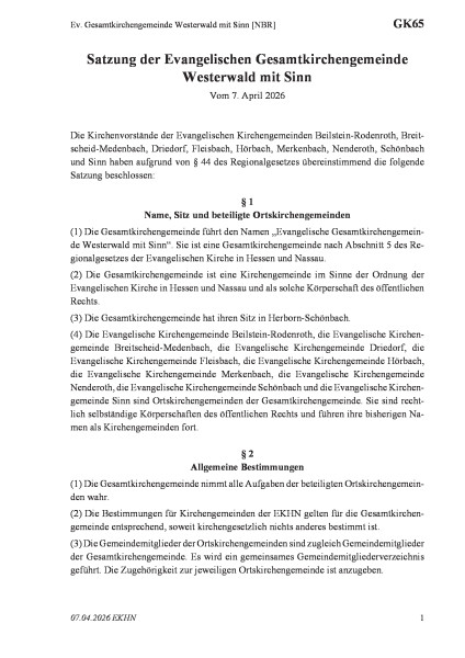 GK65 Ev. Gesamtkirchengemeinde Westerwald mit Sinn [NBR]