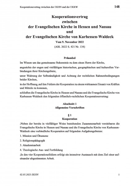 148 Kooperationsvertrag zwischen der EKHN und der EKKW