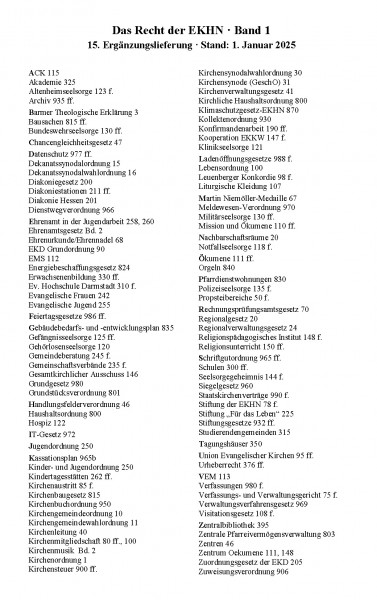 15. Ergänzungslieferung zum Grundwerk "Das Recht der EKHN"