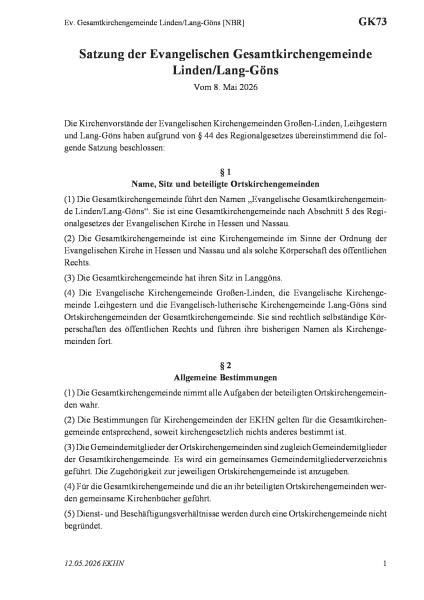 GK73 Ev. Gesamtkirchengemeinde Linden/Lang-Göns [NBR]