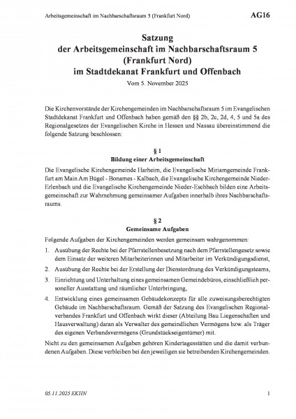 AG16 Arbeitsgemeinschaft im Nachbarschaftsraum 5 (Frankfurt Nord)