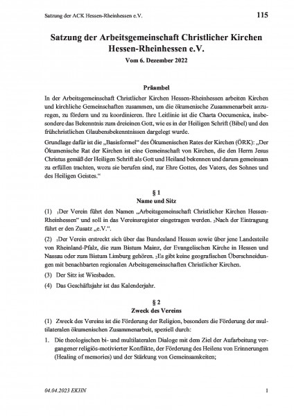 115 Satzung der ACK Hessen-Rheinhessen e.V.