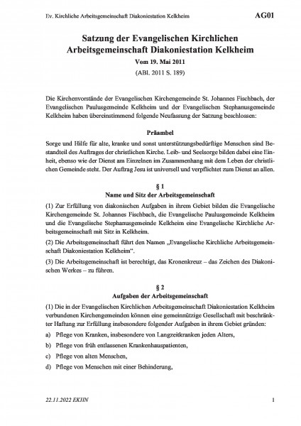 AG01 Ev. Kirchliche Arbeitsgemeinschaft Diakoniestation Kelkheim