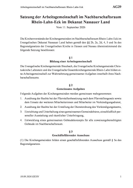 AG29 Arbeitsgemeinschaft im Nachbarschaftsraum Rhein-Lahn-Eck