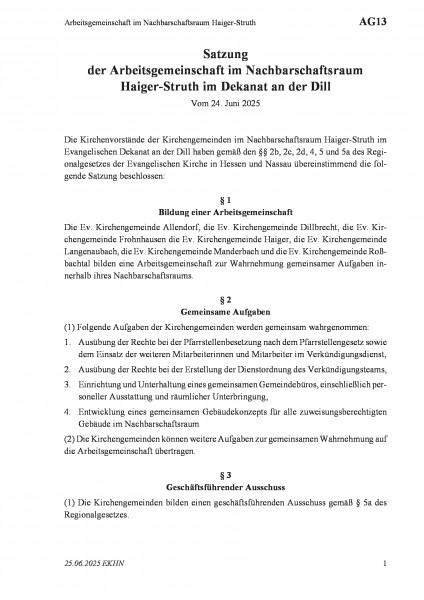AG13 Arbeitsgemeinschaft im Nachbarschaftsraum Haiger-Struth