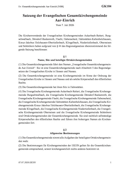GK104 Ev. Gesamtkirchengemeinde Aar-Einrich [NBR]