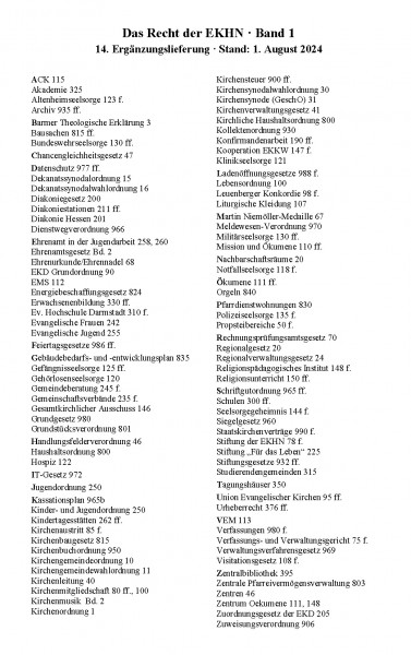 14. Ergänzungslieferung zum Grundwerk "Das Recht der EKHN"
