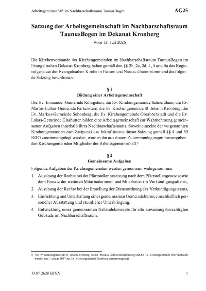 AG25 Arbeitsgemeinschaft im Nachbarschaftsraum TaunusBogen
