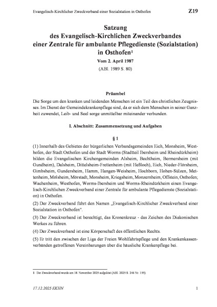 Z19 Evangelisch-Kirchlicher Zweckverband einer Sozialstation in Osthofen