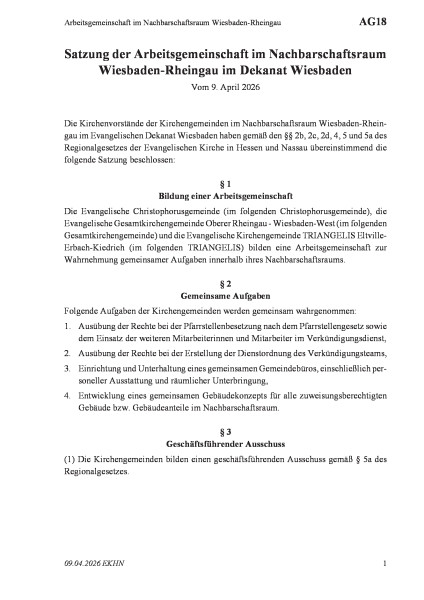 AG18 Arbeitsgemeinschaft im Nachbarschaftsraum Wiesbaden-Rheingau