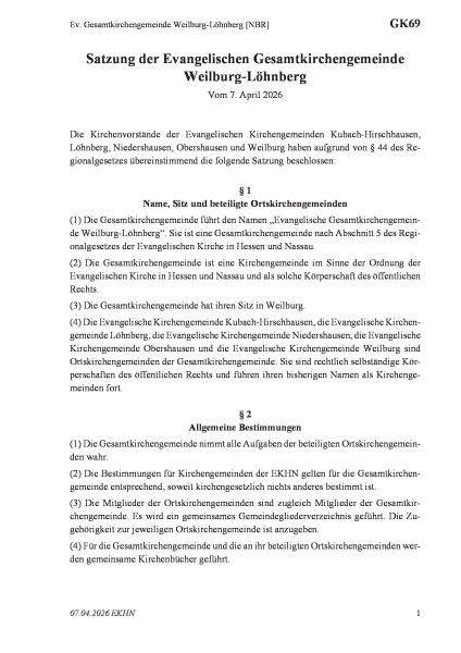 GK69 Ev. Gesamtkirchengemeinde Weilburg-Löhnberg [NBR]