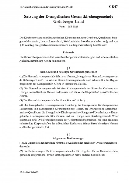 GK47 Ev. Gesamtkirchengemeinde Grünberger Land [NBR]