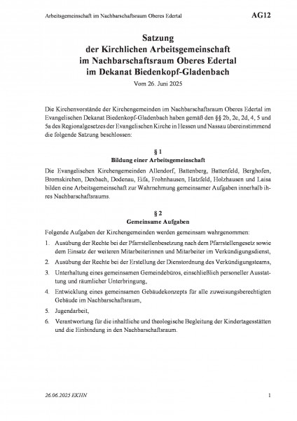 AG12 Arbeitsgemeinschaft im Nachbarschaftsraum Oberes Edertal