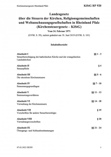 920 Kirchensteuergesetz Rheinland-Pfalz