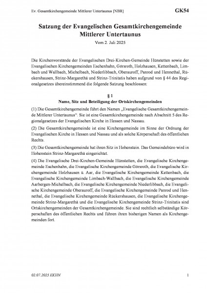 GK54 Ev. Gesamtkirchengemeinde Mittlerer Untertaunus [NBR]