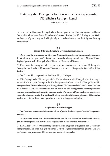 GK102 Ev. Gesamtkirchengemeinde Nördliches Usinger Land [NBR]