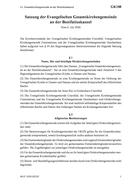 GK108 Ev. Gesamtkirchengemeinde an der Bonifatiuskanzel