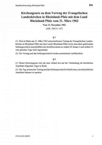 991 Staatskirchenvertrag Rheinland-Pfalz