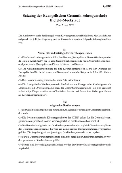 GK83 Ev. Gesamtkirchengemeinde Blofeld-Mockstadt
