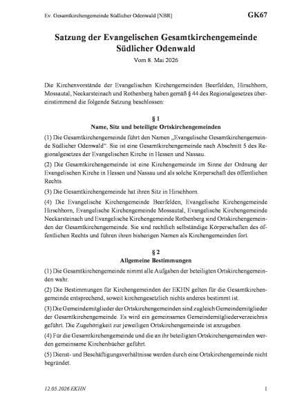 GK67 Ev. Gesamtkirchengemeinde Südlicher Odenwald [NBR]
